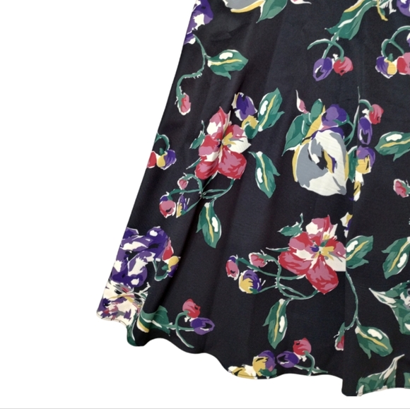 Ralph Lauren Black Label Fit and Flare Dress Pockets Floral - Picture 2 of 9